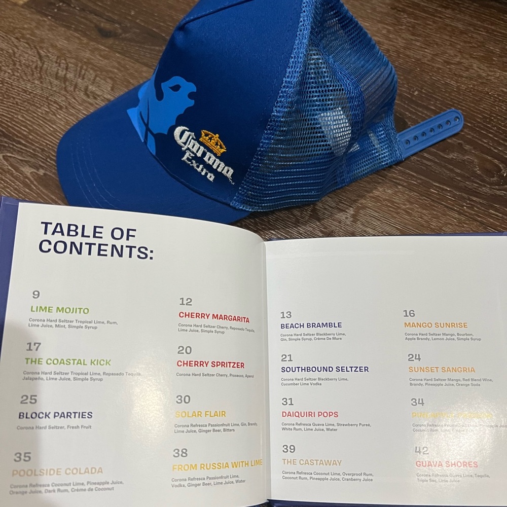 NWOT corona hat / corona cocktail book - Picture 3 of 9